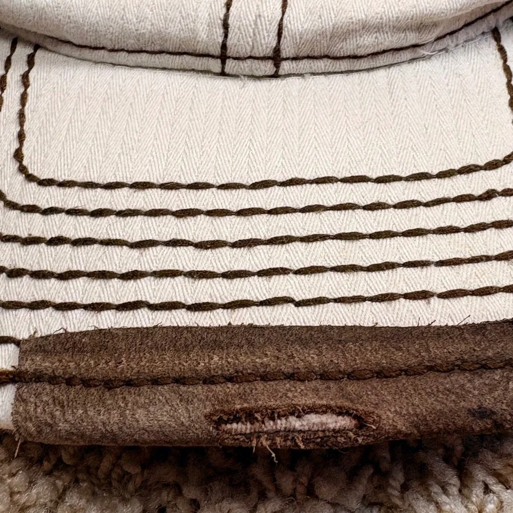 True‎ Religion Buddha Y2K Cream Hip Hop Contrast Stitch A-Flex Distressed Hat OS